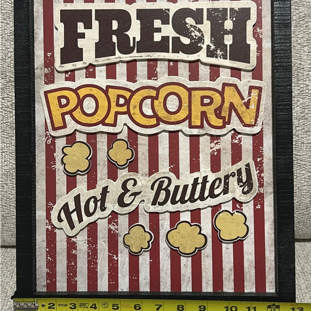 Red and White Popcorn Sign
